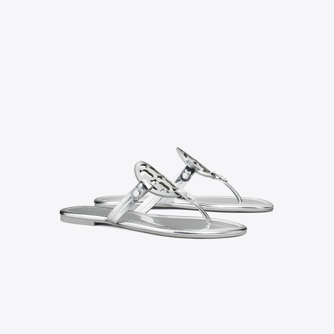 Tory Burch Miller Metallic Sandal In Silver