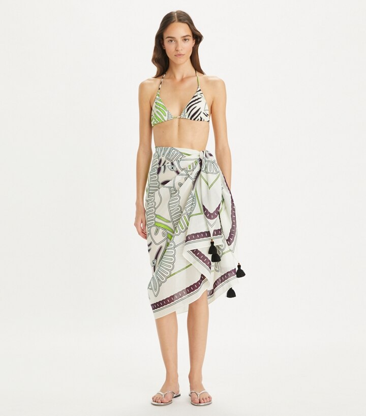 水着・ビーチグッズその他 Tory Burch Pareo In Seta Stampato Printed Pareo: Women's Designer Coverups | Tory Burch