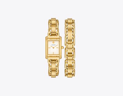 Tory Burch The Eleanor 3-in-1 Watch With Gold-tone Stainless Steel In Gold