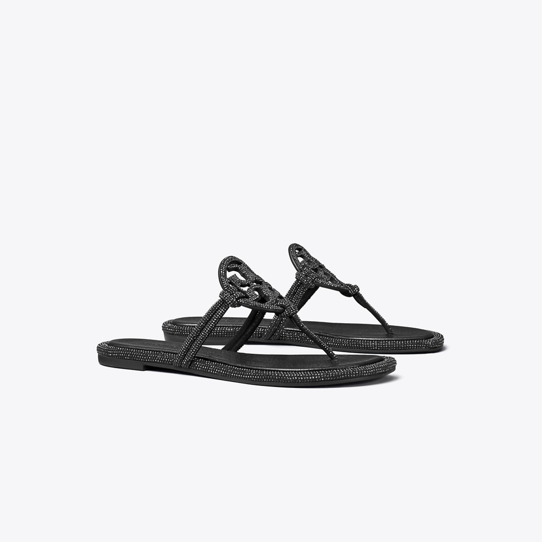 Tory Burch Miller Pavé Knotted Sandal In Black