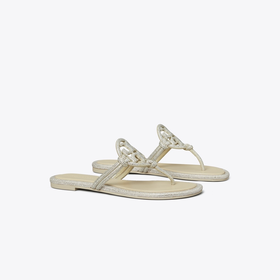 Tory Burch Miller Pavé Knotted Sandal In Gray