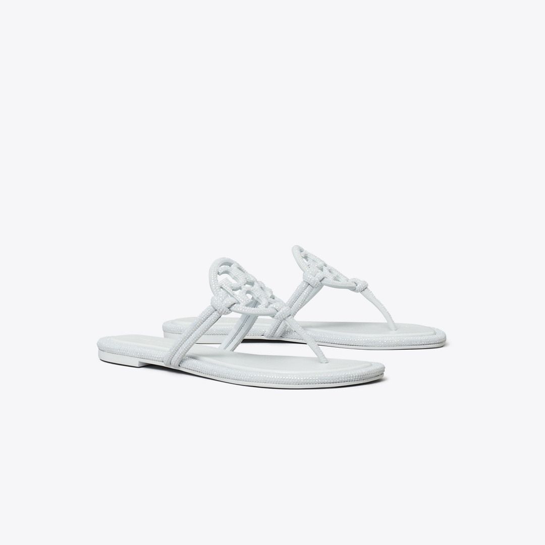 Tory Burch Miller Pavé Knotted Sandal In White