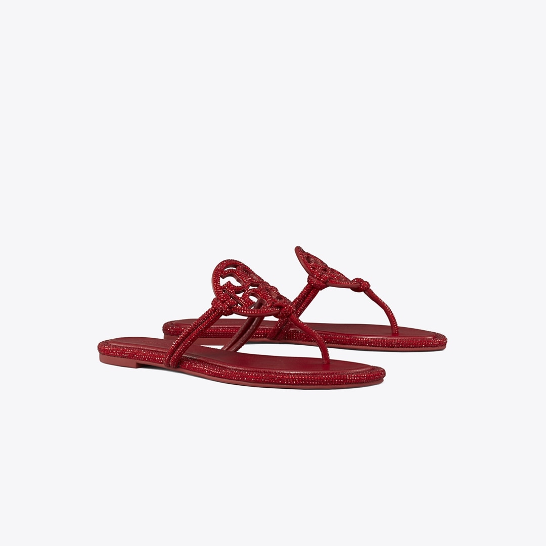 Tory Burch Miller Pavé Knotted Sandal In Red