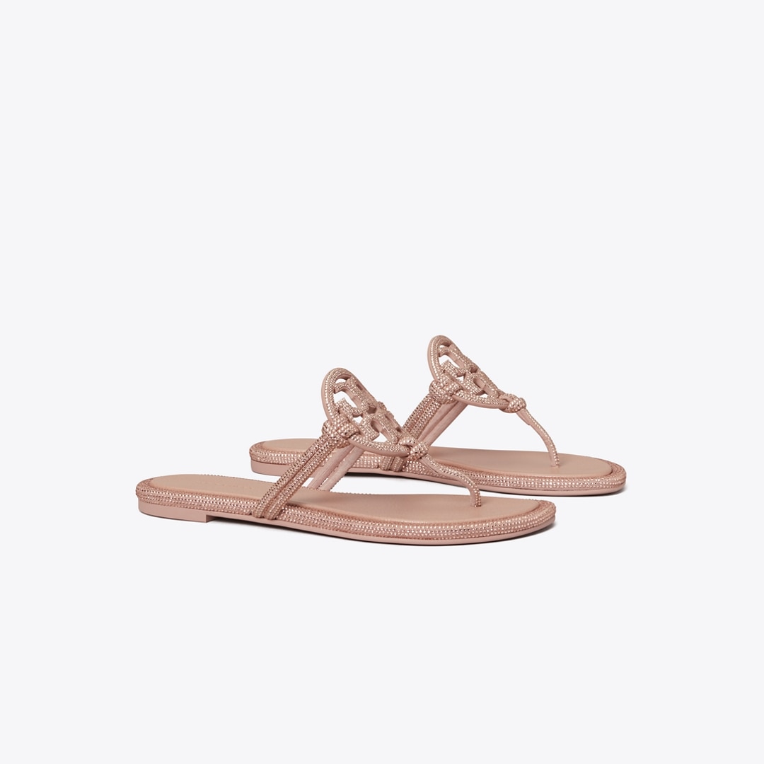 Tory Burch Miller Pavé Knotted Sandal In Neutral