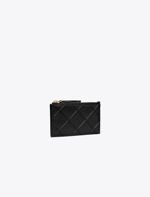 Tory Burch Fleming Zip Card Case In Black