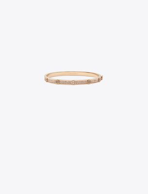 Tory Burch Icon Pavé Thin Hinge Bracelet In Pink
