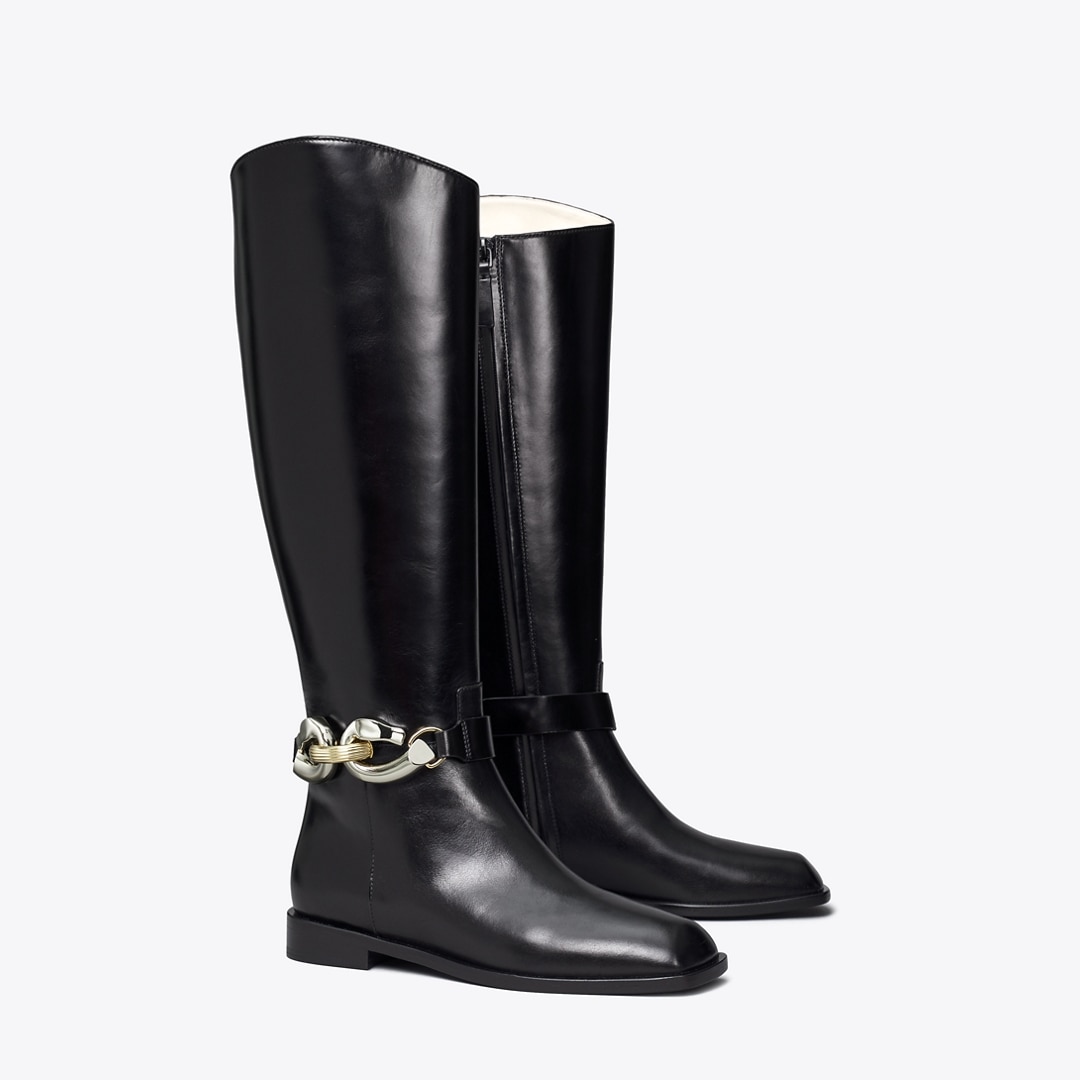 Tory Burch Jessa Riding Square Toe Boots In Animal Print