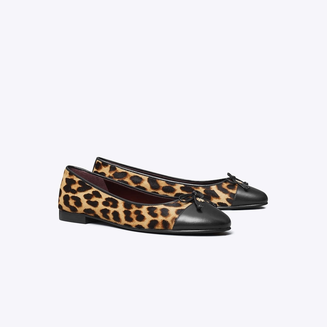 Tory Burch Cap-toe Ballet In Animal Print