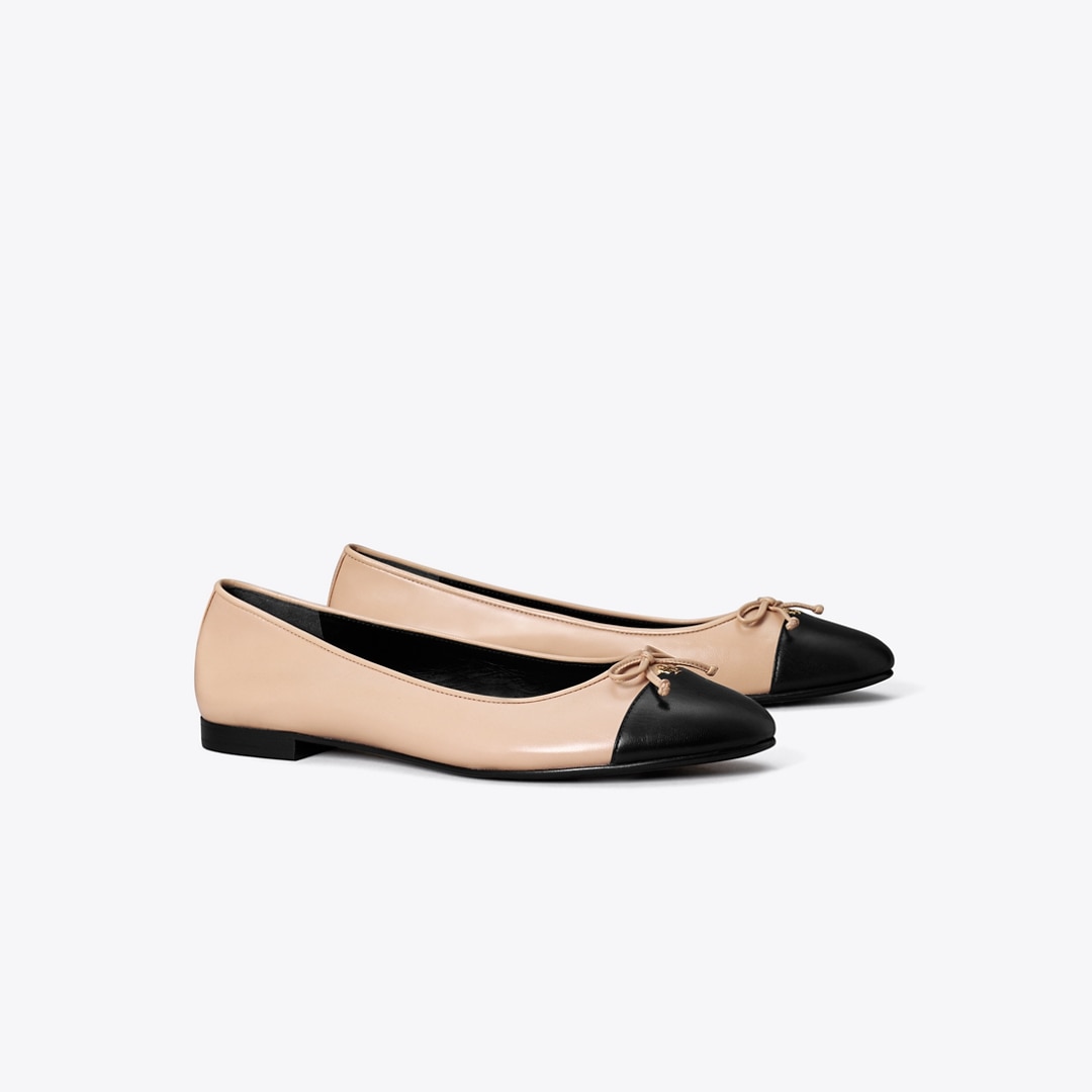 Tory Burch Cap-toe Ballet In Animal Print