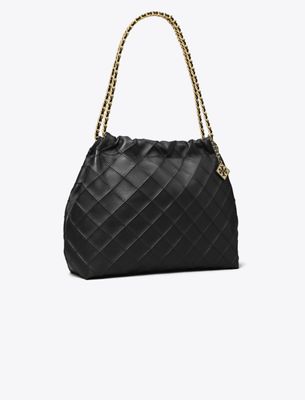 Tory Burch Fleming Soft Hobo Bag In Black