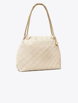 Tory Burch Fleming Soft Hobo Bag In White