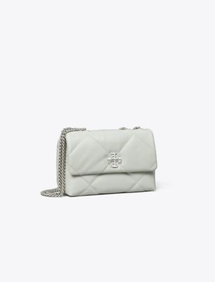 Tory Burch Small Kira Diamond Quilt Shoulder Bag In Silver