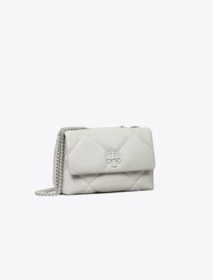 Tory Burch Small Kira Diamond Quilt Shoulder Bag In Gray