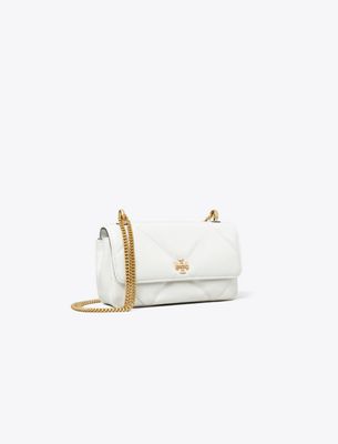 Tory Burch Mini Kira Diamond Quilt Flap Bag In White