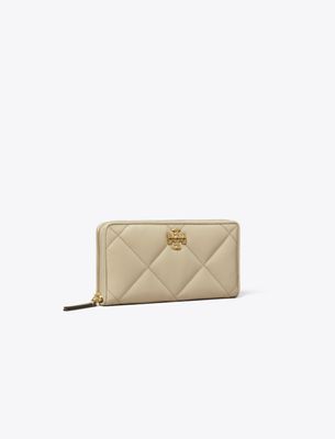 Tory Burch Kira Diamond Quilt Zip Continental Wallet In Neutral