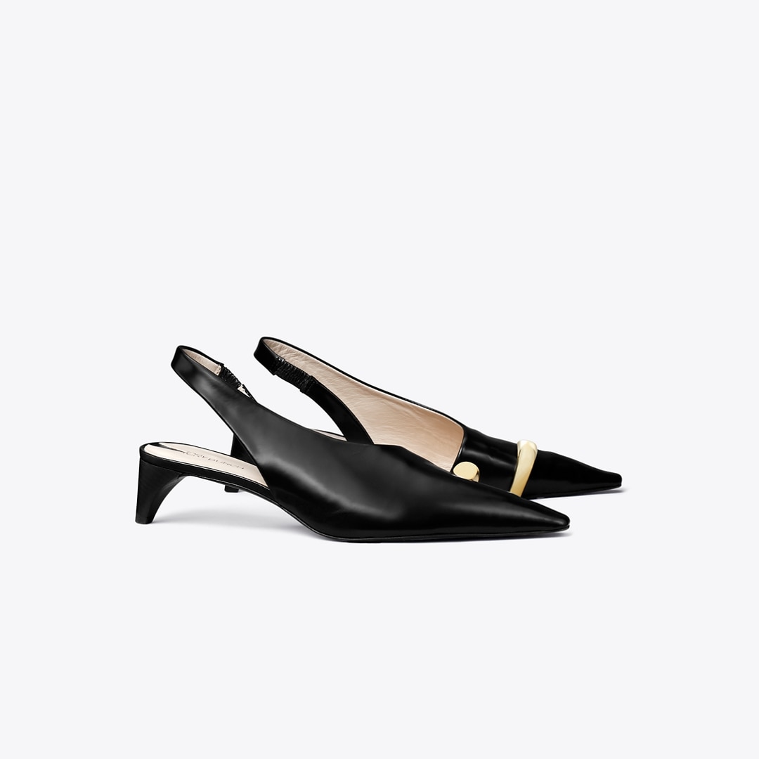 Tory Burch Pierced Slingback Heel In Black