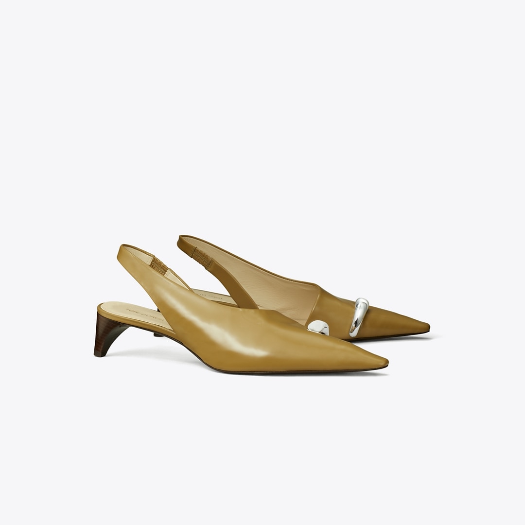 Tory Burch Pierced Slingback Heel In Green