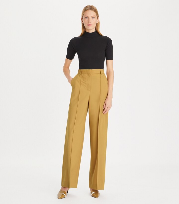 Wool Wide Leg Pant: Women's Designer Bottoms