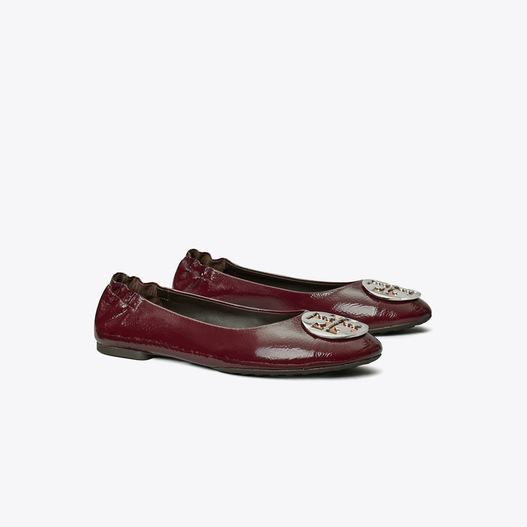 Tory Burch Claire Cap-toe Ballet In Burgundy