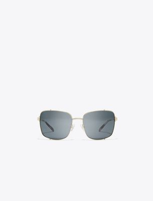 Tory Burch Eleanor Rectangle Sunglasses In Gray