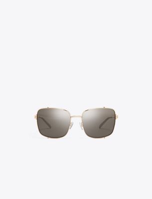 Tory Burch Eleanor Rectangle Sunglasses In Gold
