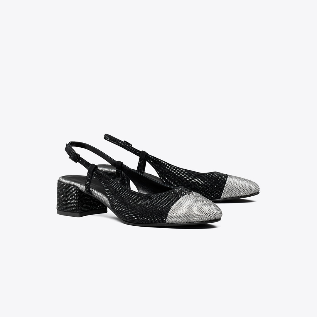 Tory Burch Cap-toe Pavé Slingback In Multi