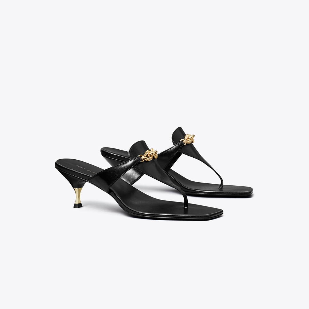 Tory Burch Jessa Low Heeled Sandal In Black