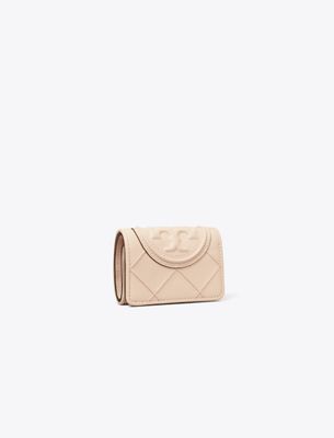 Tory Burch Fleming Soft Polished-grain Small Flap Wallet In Pink