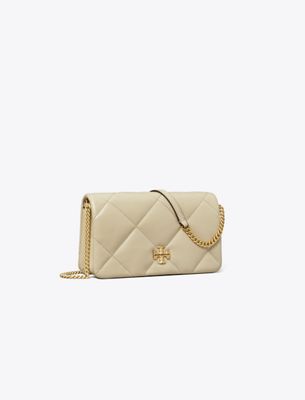 Tory Burch Kira Diamond Quilt Crossbody In Gray