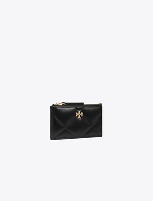 Tory Burch Kira Diamond Quilt Zip Card Case In Black