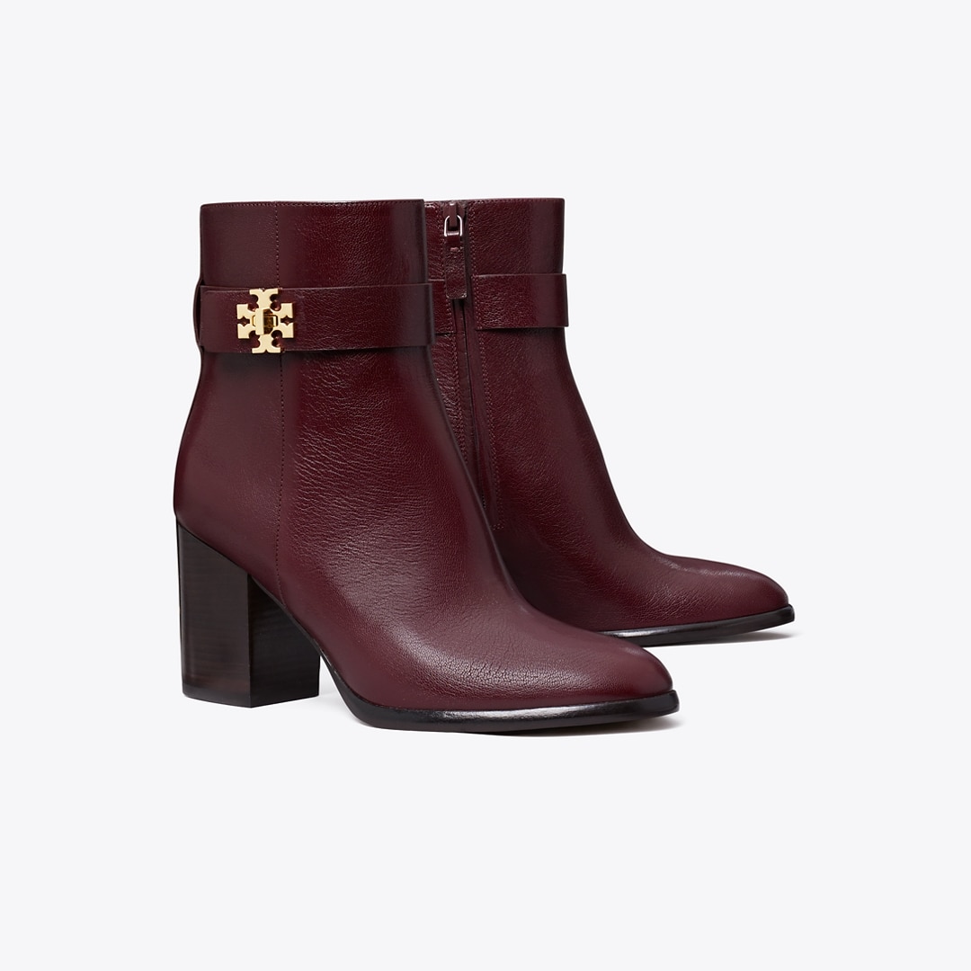 Tory Burch Turnlock Heeled Ankle Boot In Burgundy