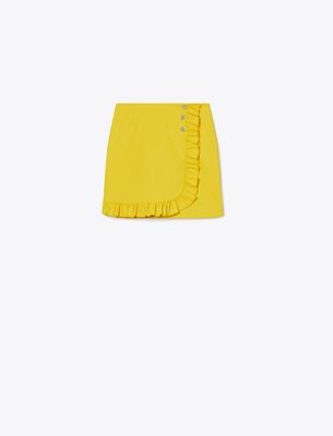Tory Sport Tory Burch Tech Twill Ruffle Golf Skirt In Yellow