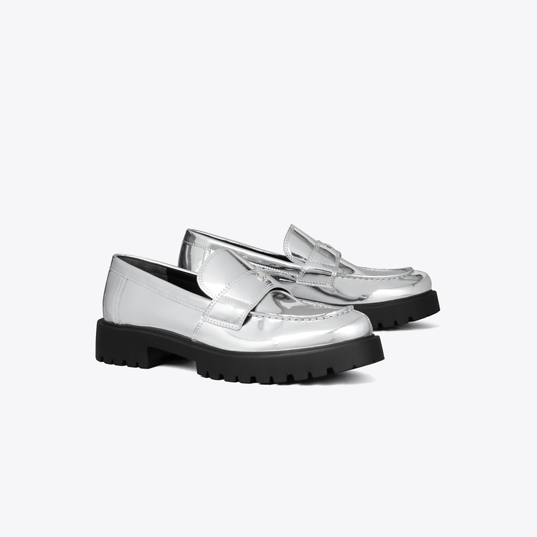 Tory Burch Classic Lug Loafer In Silver