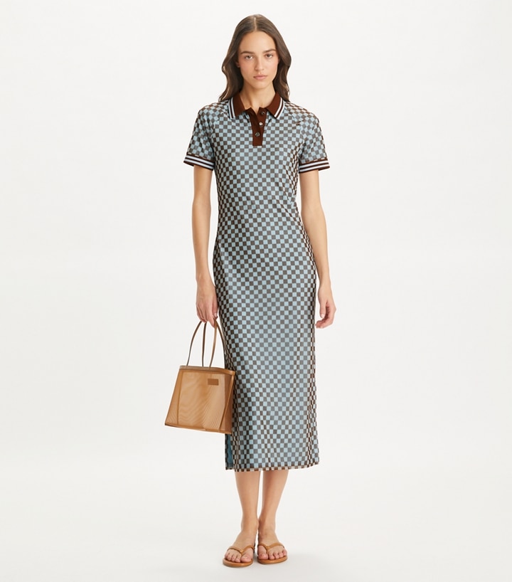 Checkered Mesh Polo Dress: Women's Designer Dresses | Tory Sport