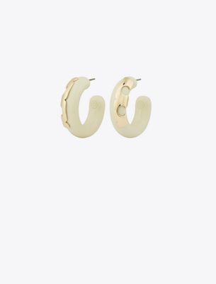 Tory Burch Resin Hoop Earrings In Gold