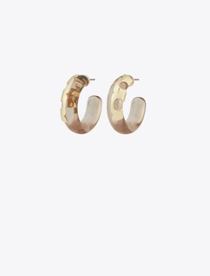 Tory Burch Resin Hoop Earrings In Gold