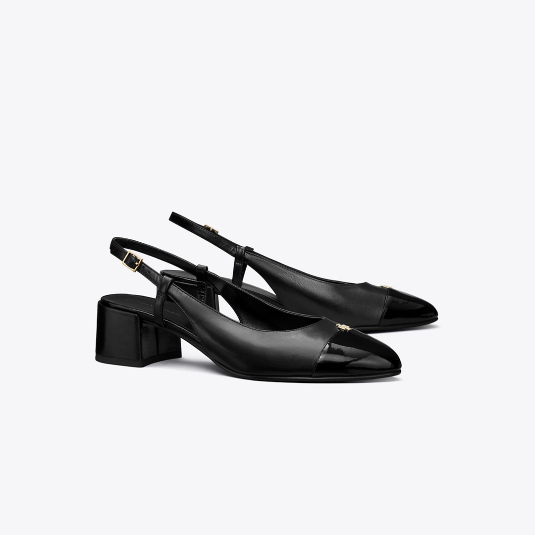 Tory Burch Cap-toe Slingback In Black