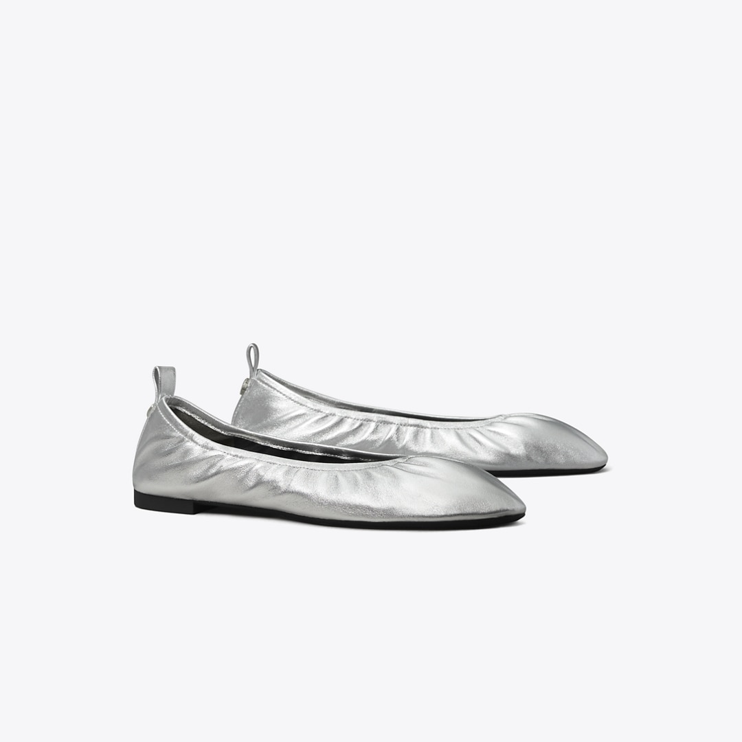 Tory Burch Eddie Ballet In Silver