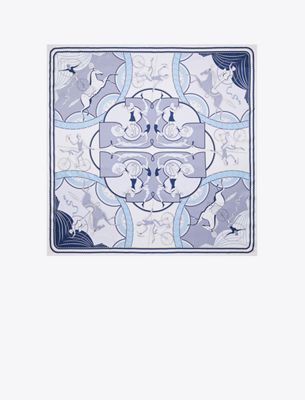 Tory Burch Aeronauts Double-sided Silk Square In Blue