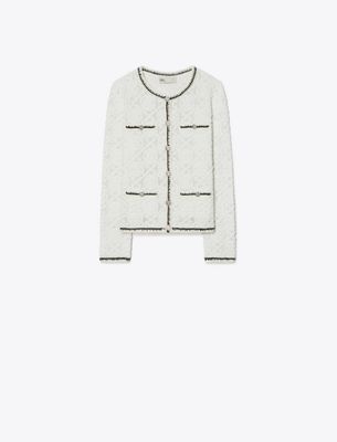 Tory Burch Damen Kendra Cardigan Mit Logospitze In White
