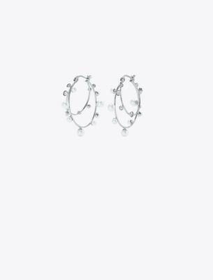 Tory Burch Women's Crystal Double Hoop Earring, One Size