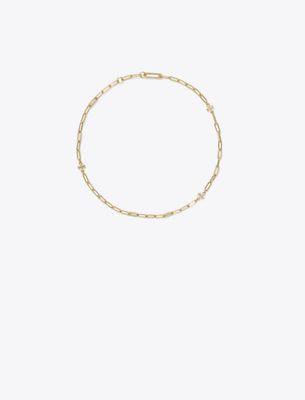 Tory Burch Good Luck Chain Pavé Necklace In Brown