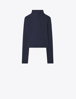 Tory Burch Cropped Jacquard Top In Blue