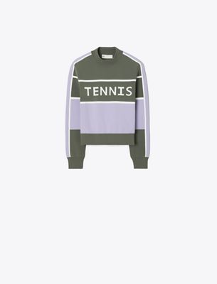 Tory Sport Tory Burch Cropped Tech Nylon Tennis Sweater In Multi