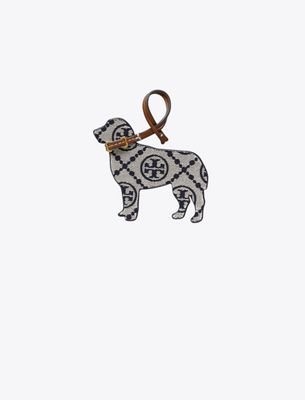 Tory Burch T Monogram Retriever Bag Charm In Blue
