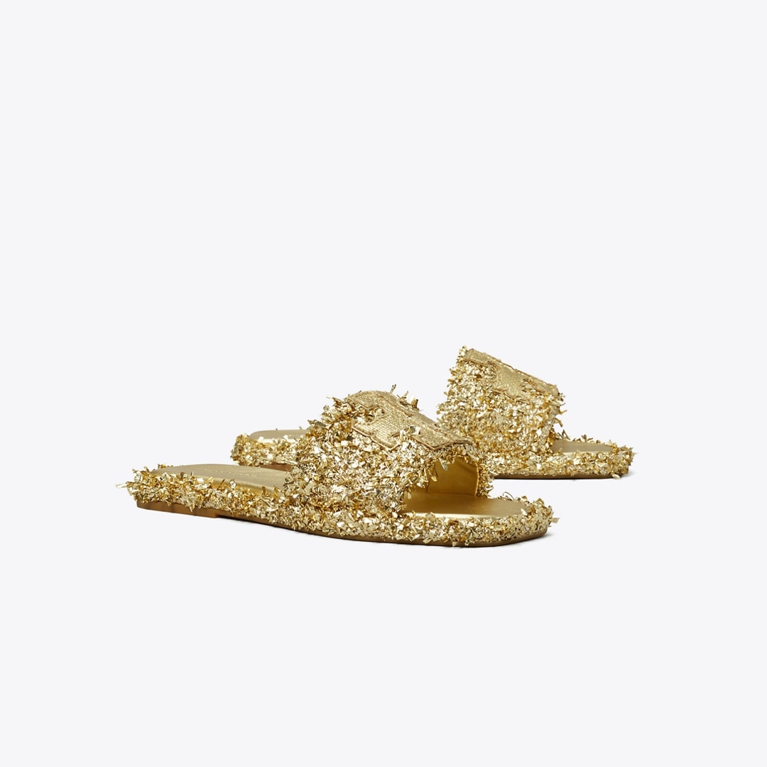 Tory Burch Double T Burch Slide In Gold
