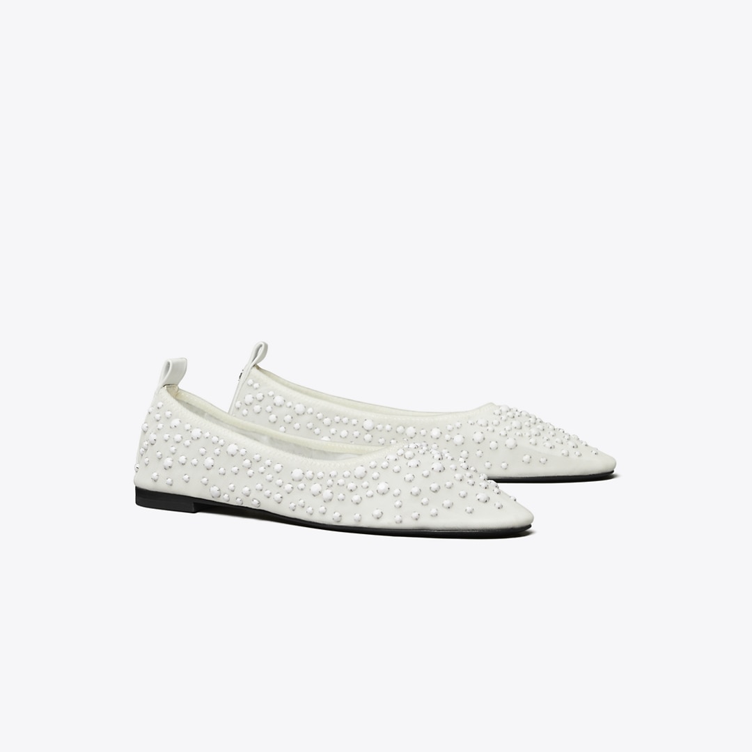 Tory Burch Crystal Ballet In White