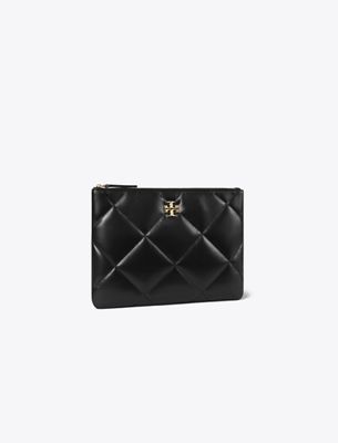 Tory Burch Kira Diamond Quilt Pouch In Black