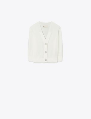 Tory Burch Damen Cotton Shrunken Cardigan In White