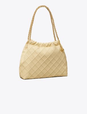 Tory Burch Fleming Soft Hobo Bag In White